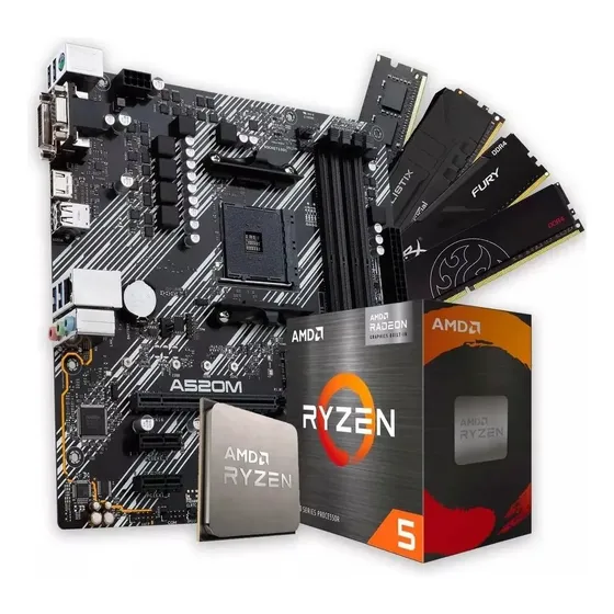 Kit Upgrade Amd Ryzen 5 5600g, Placa Mãe A520m, 16gb Ddr4 /