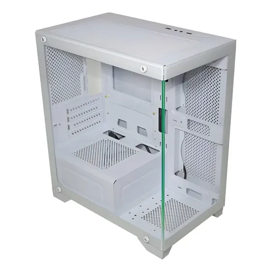 Gabinete Gamer K-Mex Aquario Branco Micro ATX Mid Tower Vidro Temperado