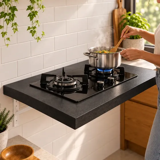 Tampo Para Cooktop Mdf 2 Bocas Kit Completo De Instalação