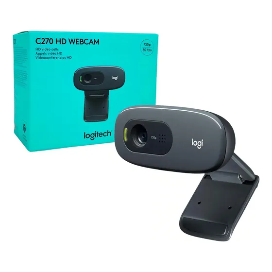 Webcam Logitech C270, Resolução Hd 720p/30fps, Microfone Cor