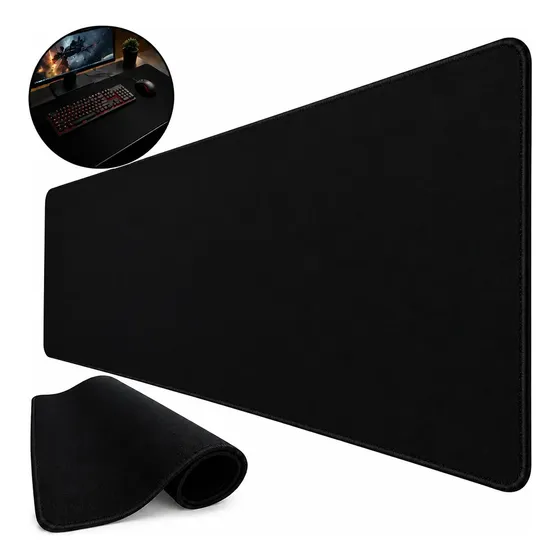 Mouse Pad Gamer 90x60 Escritorio Antiderrapante Preto Liso