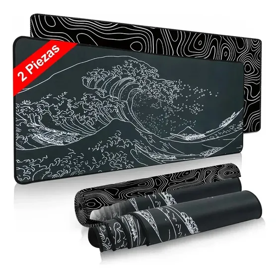 Mouse Pad Profissional Grande (Pack 2) Antiderrapante para Escritório e Gamer, 80x30cm