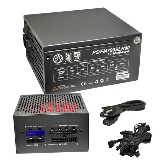 Fonte Gamer 700w Real 80 Plus Silver Pfc Ativo Full Modular