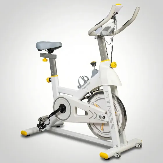 Bicicleta de Spinning Roda de Inércia 18kg Selim e Guidão Reguláveis Estrutura Reforçada com Rodinhas de Transporte Pedais de Ferro