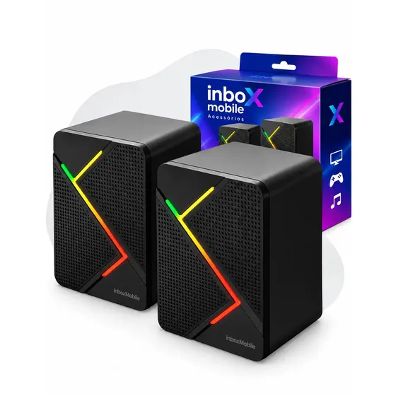 Caixa de Som Para Pc Computador Gamer Led RGB Potente Usb InboxMobile