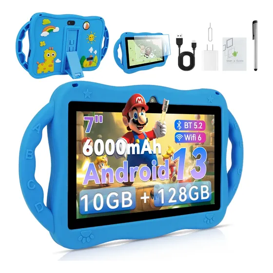 Tablet Infantil Kids 10gb Ram + 128gb Com Capa Jogos 6000mah