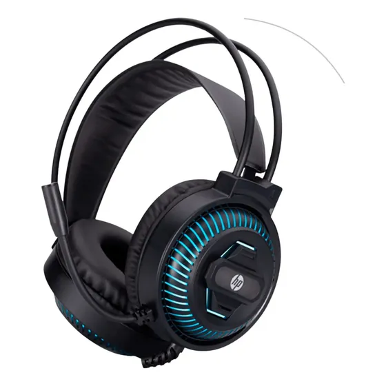 Fone Headset Gamer Hp Conexão Usb Led Azul Dhe8001u Preto