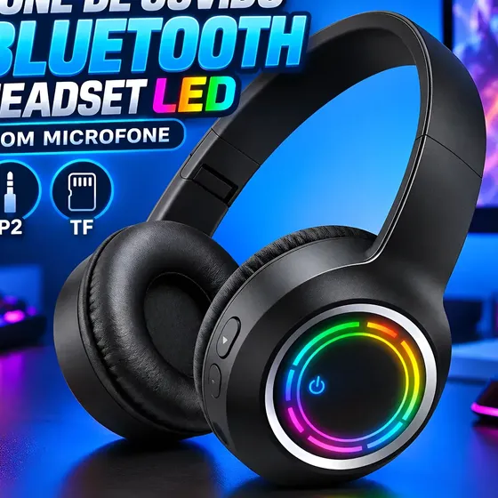 Fone De Ouvido Bluetooth Led Rgb Sem Fio Wireless Original