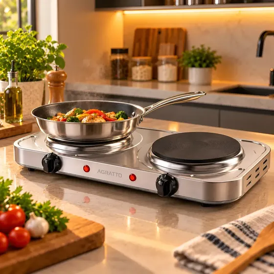 Fogão Elétrico Mesa Inox Agratto 127/220v Portátil Cozinha Fogão Elétrico Mesa Inox Agratto 127/220v Portátil Cozinha
