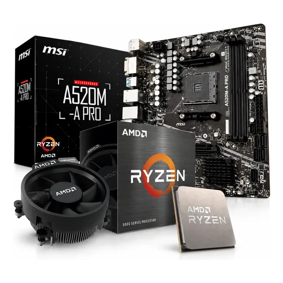 Kit Upgrade Amd Ryzen 5 5500 Placa Mãe Msi A520m-a Pro Kit Upgrade Amd Ryzen 5 5500 Placa Mãe Msi A520m-a Pro