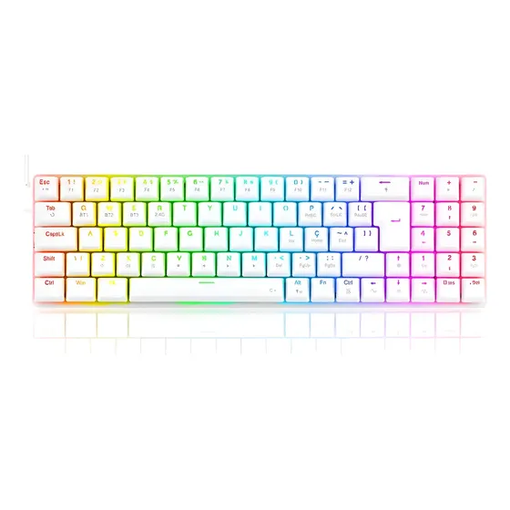 Teclado Mecânico Gamer Redragon Ashe 75% Branco Switch Blue
