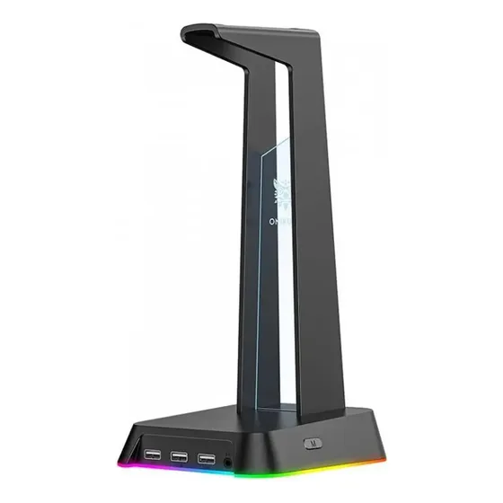 Suporte Gamer Onikuma St-2 Para Headset com Rgb Configuravel 3 Portas USB 2.0 Entrada para Fones P2 P3 Preto