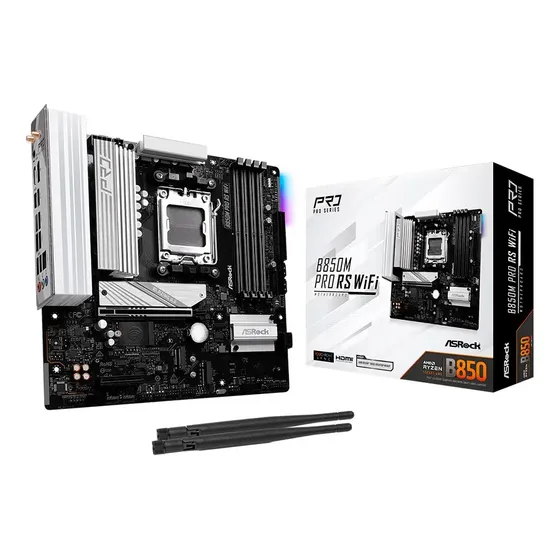Placa Mãe Asrock B850M Pro RS WiFi DDR5 mATX Socket AM5 Preto