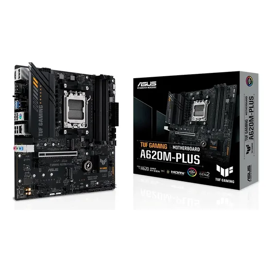 Placa Mãe Asus Tuf Gaming A620m-plus Amd Am5 Matx 4xddr5 Cor Preto