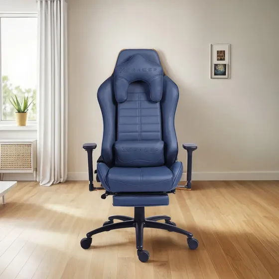 Cadeira De Escritório Gamer Xt Racer Platinum W Apoio De Pés Cor Azul