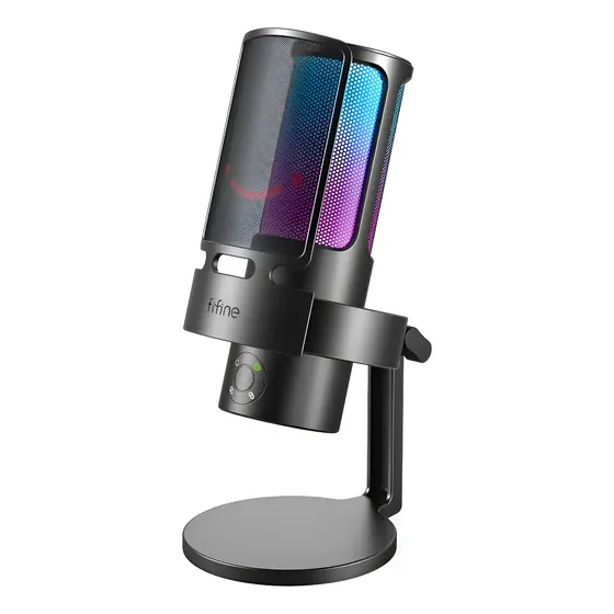 Microfone Condensador Usb Rgb Fifine Ampligame A8 Preto