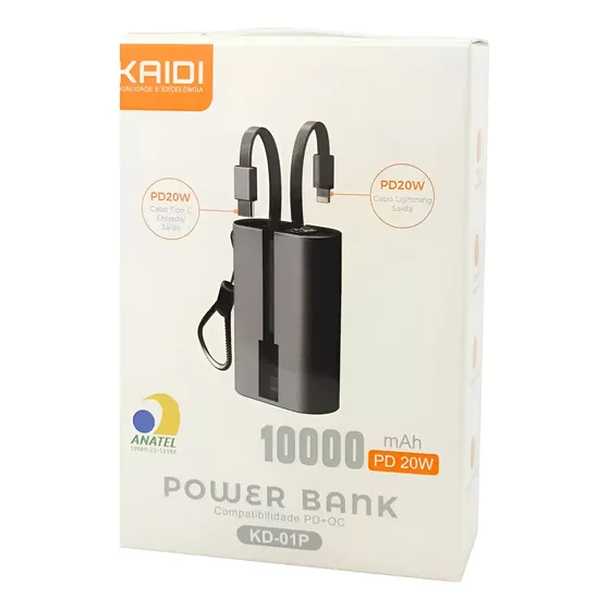 Carregador Portátil Powerbank Kaidi Turbo 10.000mah