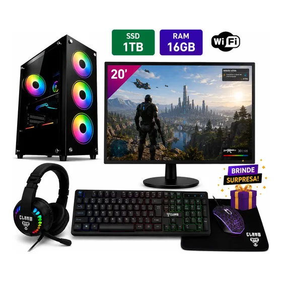 Computador Gamer Intel I7 Completo 16gb Ram Ssd 1tb Wifi