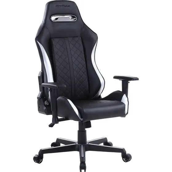 Cadeira Gamer Mymax MX16 Preta Prata Giratória Reclinável Ergonômica