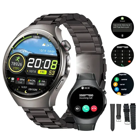 Smartwatch Jiditech Watch 5 Plus 46 mm Com Chamadas Bluetooth e 3 Pulseiras