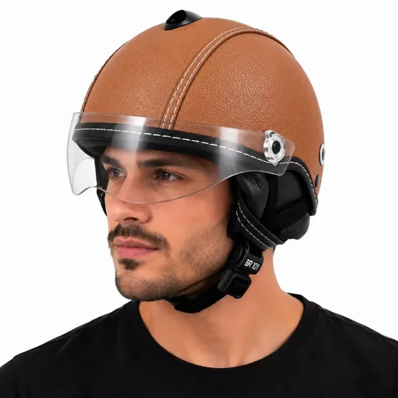 Capacete Coquinho Scooter Elétrica Patinete Patins Ciclismo E-bike Moto Eletrica Viseira Air Flow Vision Cristal Creme M