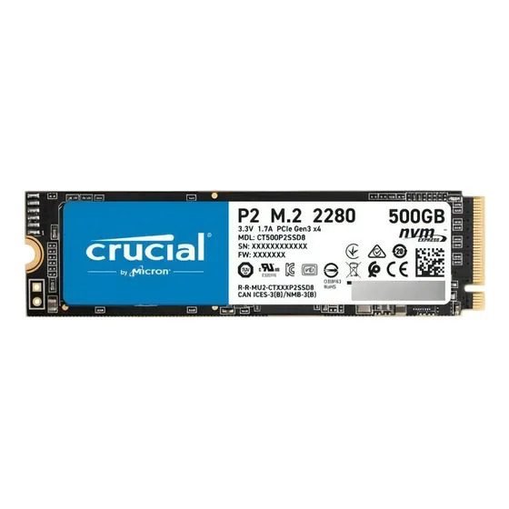 Unidade sólida SSD Crucial Nvme Pcie M2 2280 P2 de 500 GB
