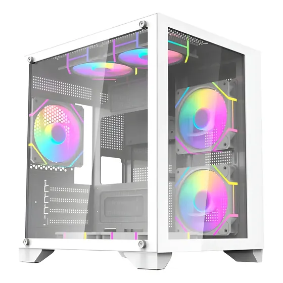 Gabinete Gamer Aquario Mini Tower Aigo C270 Branco Vidro Temperado M-ATX ITX