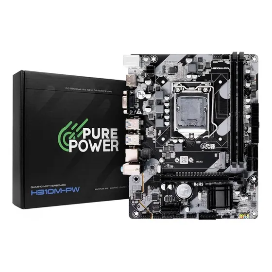 Placa Mãe Pure Power H310m-pw Chipset H310 Lga1151 Matx Ddr4