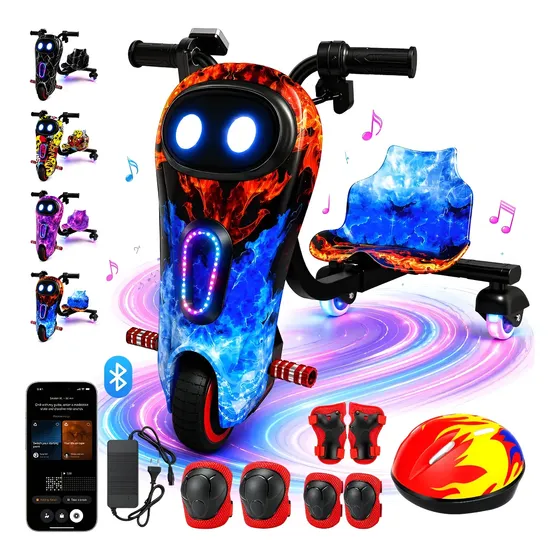 Patinete Triciclo Elétrico Drift Infantil C/ Led Y Bluetooth