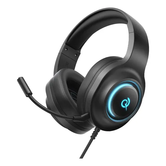 Headset Gamer Qcy Heroad V200 Pro Rgb 7.1 Surround Usb Pc Cor Preto