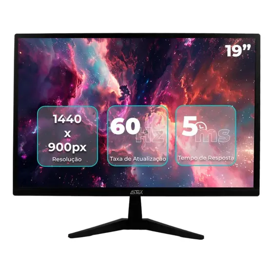 Monitor 19 Pol Fhd Hdmi Vga Led Escritório Home Office Vesa