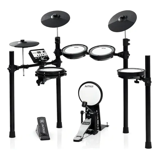 Amw Ed3 Bateria Eletrônica Caixa Mesh Dual Pratos Com Choke Rack 4 Pés Bumbo Padrão Módulo Com Usb E Pedal De Chimbal