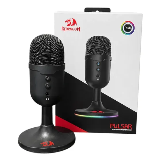 Microfone Gamer Redragon Pulsar Streaming Gm303 Preto Rgb