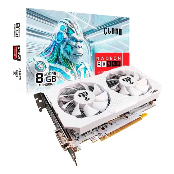 Placa De Vídeo Clanm Rx 580 8gb Ddr5 256b White