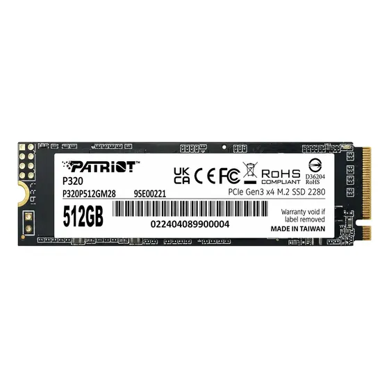 Ssd Nvme M.2 Patriot P320 512gb Preto Pcie Gen 3.0 Gamer