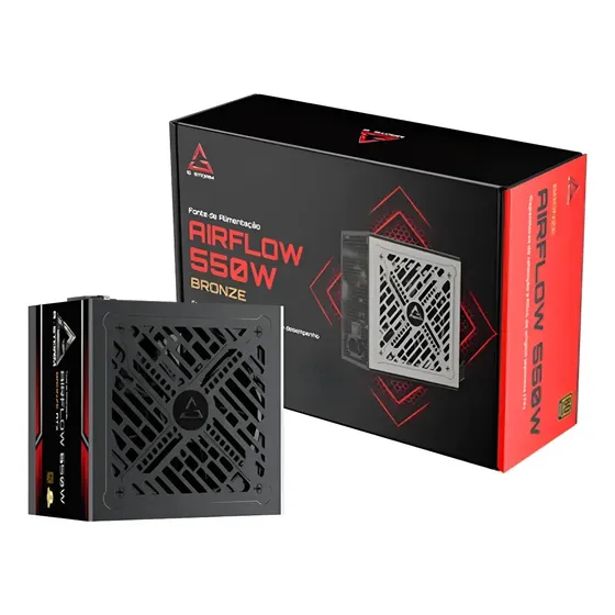 GSTORM - FONTE ATX 550W AIRFLOW 80 PLUS BRONZE C/CABO DE FORÇA