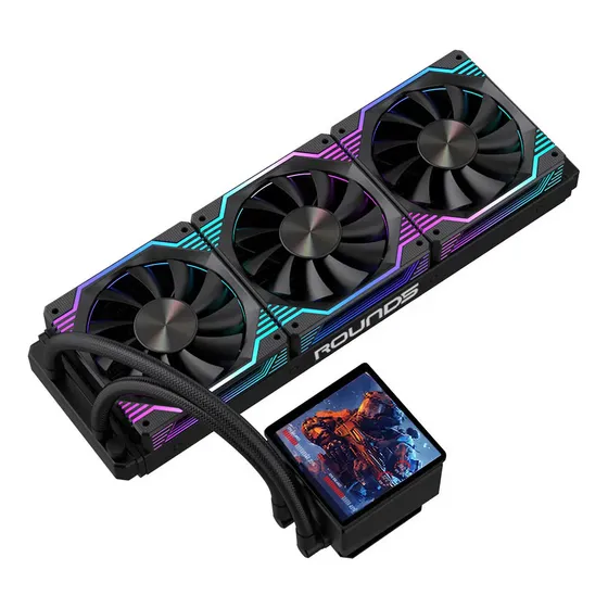 Water Cooler 360mm Round5 Zephyro Argb Tela 4 Customizável Cor Preto