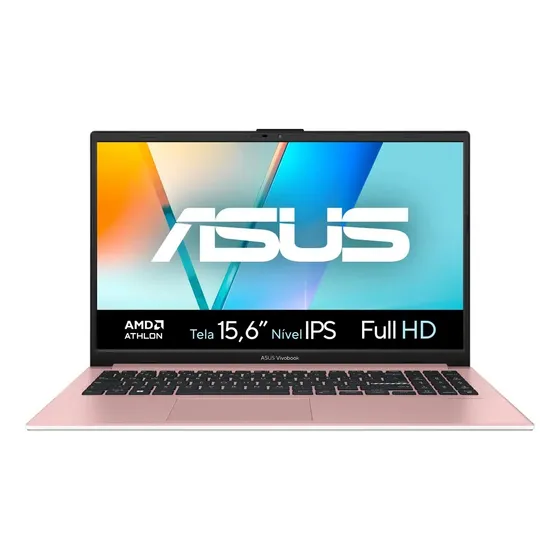 Notebook ASUS Vivobook Go 15, AMD Athlon Silver 10, 4GB RAM, 128GB SSD, Windows 11 Home, Tela 15,6" LCD LED FHD nível IPS, Rose Pink - E1504FA-BQ5313WS