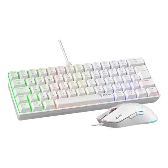 Kit Teclado e Mouse Gamer CLANM Snow Walker Mecânico ABNT2 RGB Branco