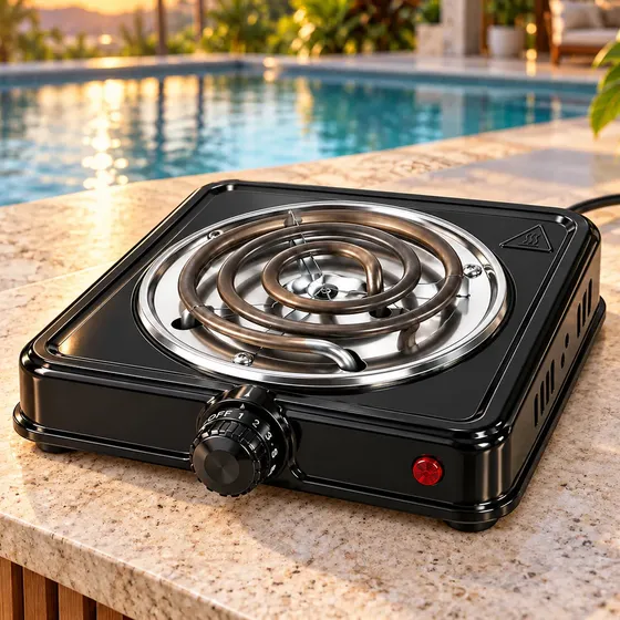 Fogão Cooktop Elétrico 1 Boca Fogareiro Portátil Pítia