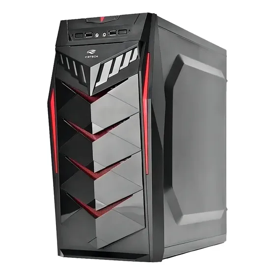 Gabinete Mid Tower C3Tech MT-G70BK Gamer Preto, Sem Fonte