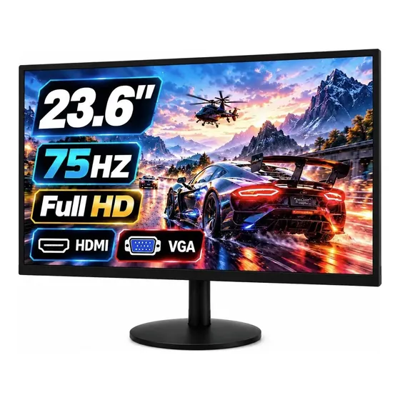 Monitor 23,6`` 75hz Hdmi Vga Top Led Pc Cftv Gamer 127/220v