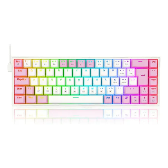 Redragon Castor Rgb Branco E Rosa Switch Azul