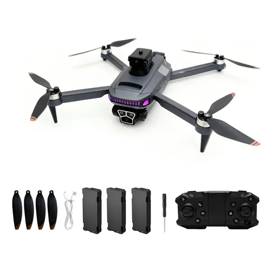 Drone H25 Com Motor Sem Escova 2.4g, Câmera Hd E 3 Baterias