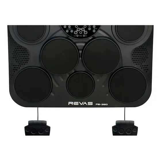 Bateria Eletrônica Portátil Revas PB350 Preta 7 Pads 265 Sons Conexão USB MIDI