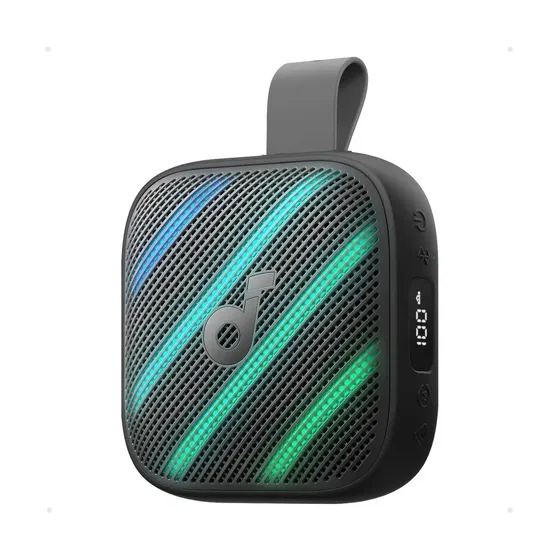 Soundcore Boom Go 3i Anker, Caixa de Som Portátil Bluetooth 6.0, 15W com Graves Impactantes, 8 Modos de Luz Incríveis, 24H de Bateria, IP68, Powerbank de Emergência, Display, Ar Livre e Ciclismo,Preto
