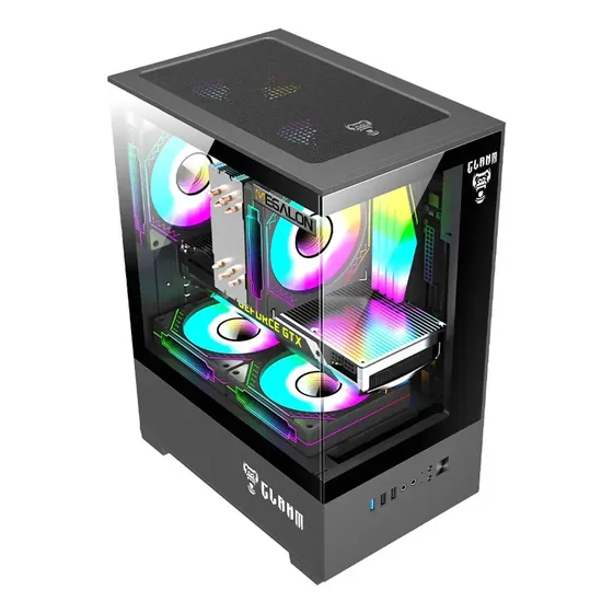 Gabinete Gamer CLANM Megalon Night Preto para Micro-ATX com 5 Fans RGB