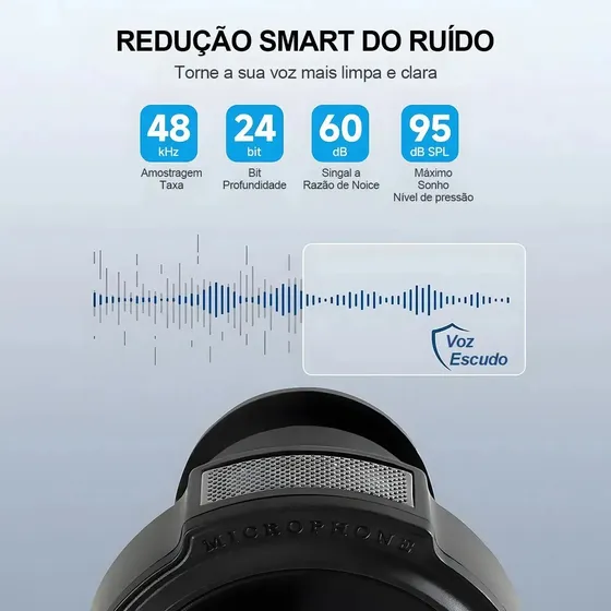 Microfone Lapela Profissional Duplo Sem Fio com Caixa de Carregamento para iPhone e Android
