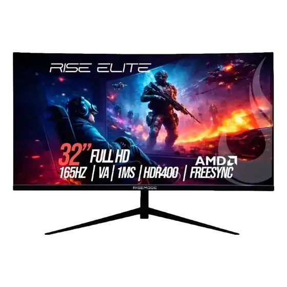 Monitor Gamer Curvo Rise Mode Elite 32 Fhd Led 165hz Va 2ms Preto
