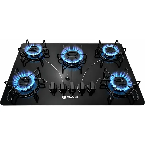 Cooktop De Embutir 5 Bocas A Gás Ultra Chama Braslar Bivolt